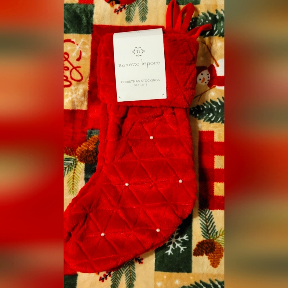 Nanette Lepore Red Christmas Stockings, Set of 3